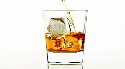 Barman pouring whiskey on white background, whisky relax time Stock Footage 48614780