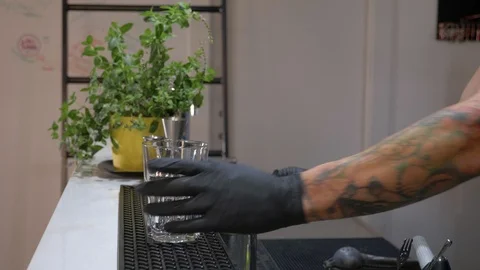 Barman Preparing tasty, refreshing mojito. Cocktail, summer,refreshement Stock Footage 107203866