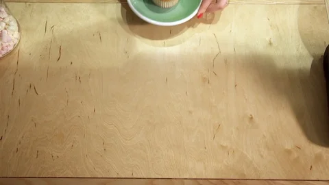 The barman puts a cake on the bar, and the customer picks it up Stock Footage 89274599