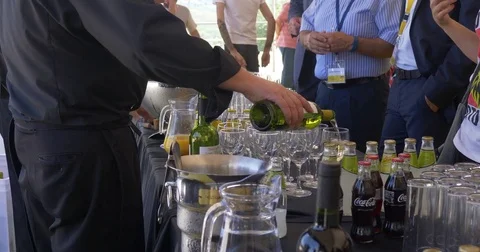 Barman serving drinks at party wedding business reception Stock Footage 77873666