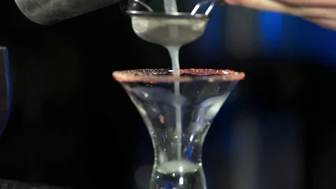 Barman stir alcohol. process of preparing a cocktail Stock Footage 75405820
