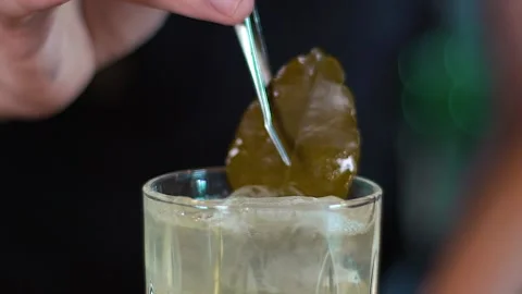 The barman stirring the ice drink. Stock Footage 136815898