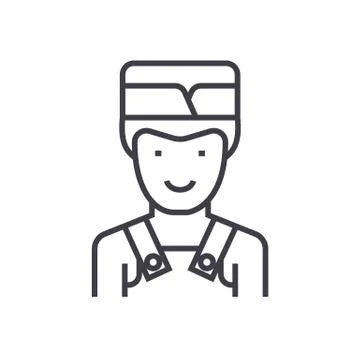 Barman vector line icon, sign, illustration on background, editable strokes Stock Illustration