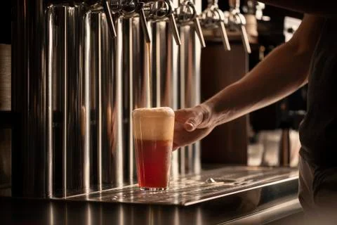 Barman who is tapping a beer Foto stock
