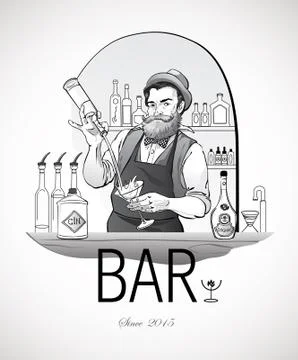 Barman in work Stock Illustration