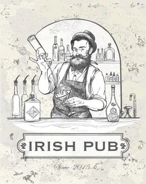 Barman in work Stock Illustration
