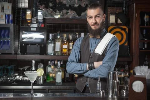 Barman at work. Foto stock
