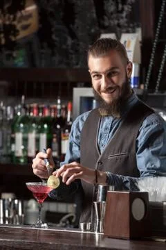 Barman at work. Stock Photos