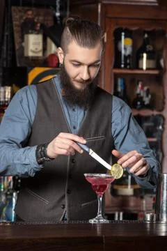 Barman at work. Stock Photos
