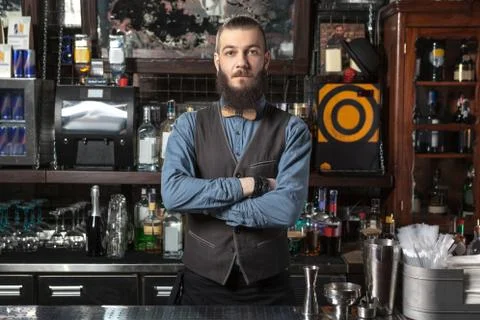 Barman at work. Foto stock