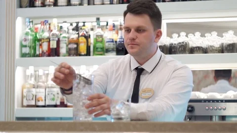 The barman is working behind the bar 1 Stock Footage 101967302