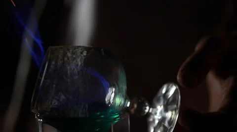 Barmen Ignites Alcohol Cocktail Stock Footage 45155874