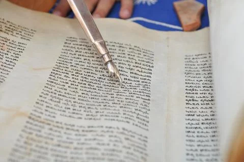 Barmitzva boy  reading from Tora  Stock Photos