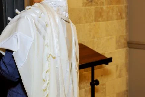 Barmitzvah reading Torah scrolls Stock Photos