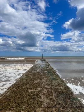 Barmston Beach Drain 스톡 사진