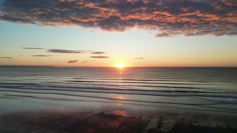 Barmston Beach forward and drop sunrise Stock Footage 247490640