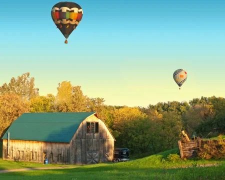 Barn and balloons Stock Photos