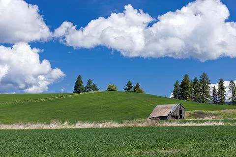 Barn and clouds in the sky. Stock Photos