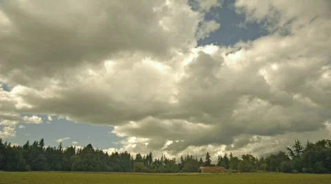 Barn and feild with clouds Stock Footage 280857