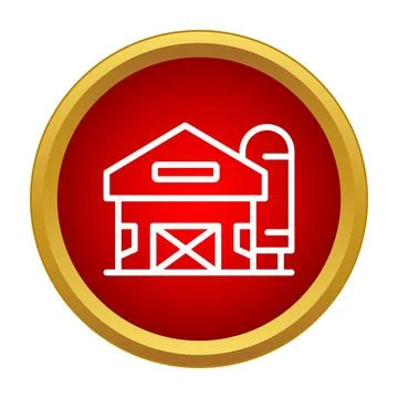 Barn and silo building inside red circle icon design Stock Illustration