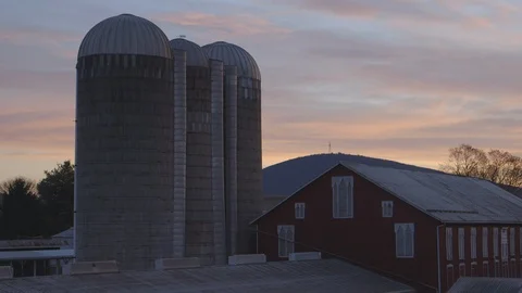 Barn and silo in the field Stock-Footage 103817211