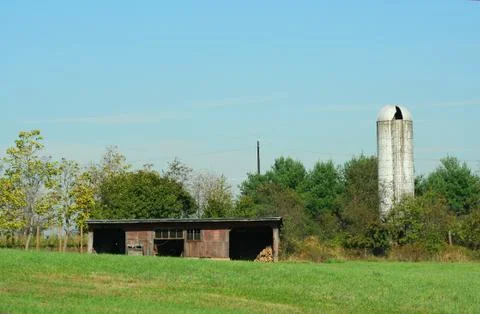 Barn and silo Stock Photos