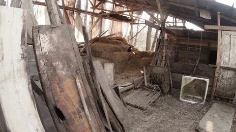 Barn That Contains the Inventory and Haystacks Stock Footage 60444856