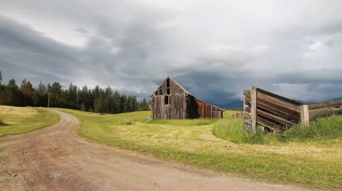 Barn countryside ranch tracking shot Stock Footage 45860711