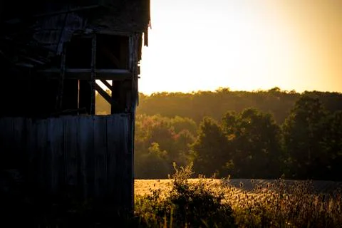 Barn in Fall Sunset Stock Photos