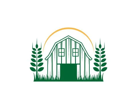 Barn farm between wheat vector illustration Stock Illustration