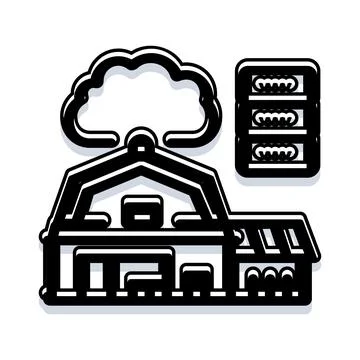 Barn farm building connecting to cloud server database Stock Illustration