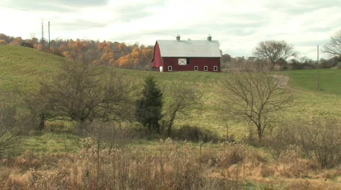 Barn on a Farm in the Countryside Stock Footage 280437