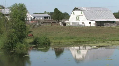 Barn on a Farm in the Countryside Stock Footage 280576
