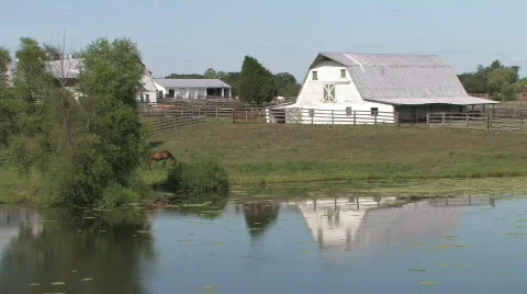 Barn on a Farm in the Countryside Stock Footage 280587