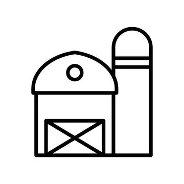 Barn farm icon linear logo mark in black and white Ilustración de archivo