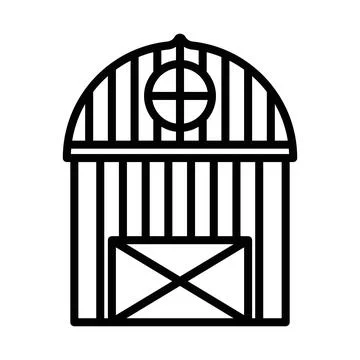Barn farm icon linear logo mark in black and white Ilustración de archivo