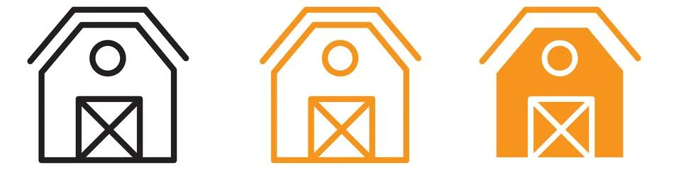 Barn Farm Icon Set Rustic Farmhouse Illustrations for Agricultural and Rura.. Ilustración de archivo