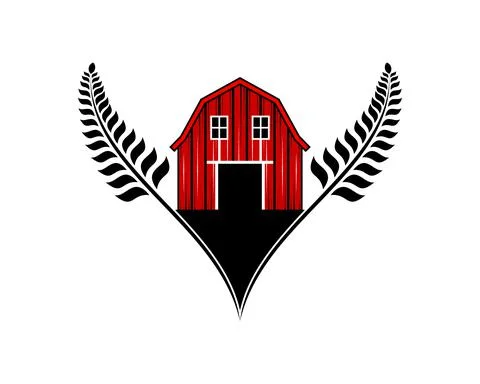 Barn farm on the wheat vector illustration Stock Illustration