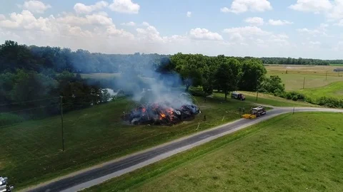 Barn Fire Panaramic Video stock 78882284