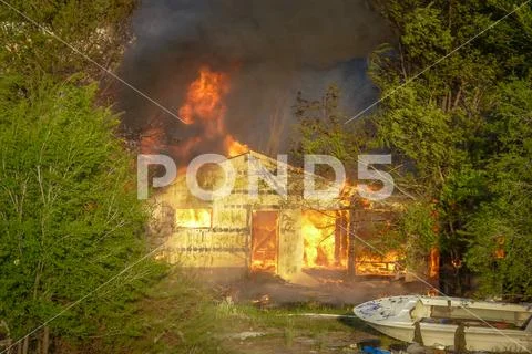 Barn on Fire Stock Photos