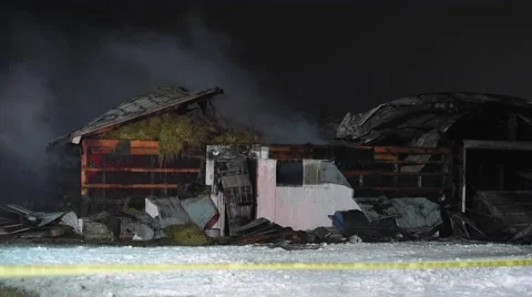Barn Fire in Winter Stock Footage 59902106