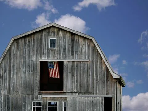 Barn with flag Stock Photos