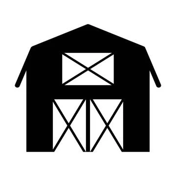 Barn flat black and white icon Illustrazione stock