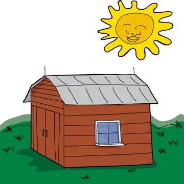 Barn in green pasture Ilustración de archivo