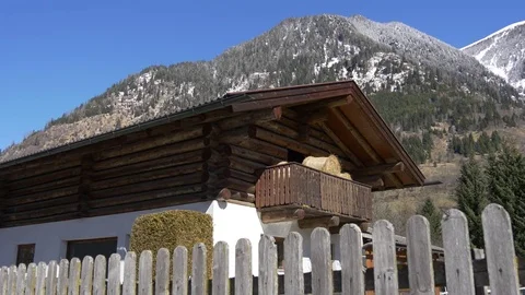Barn with hay in the Austrian mountains Stock Footage 83548884