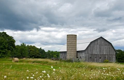 Barn with hay bale Stock Photos