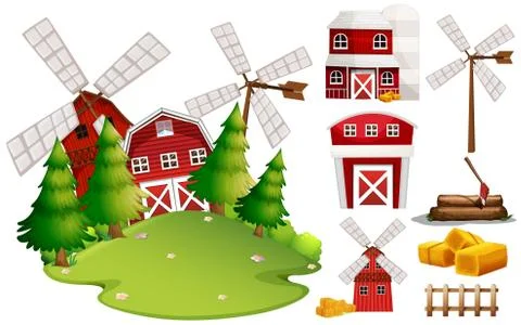 A Barn House and Farm Element Stock Illustration