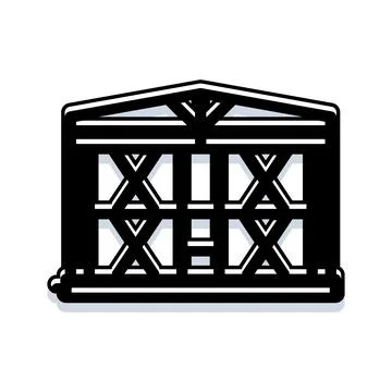 Barn house building structure black white icon Stock Illustration
