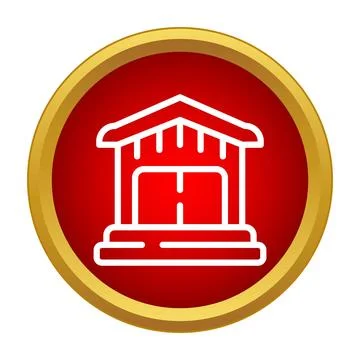 Barn house farm building icon red circle Illustrazione stock