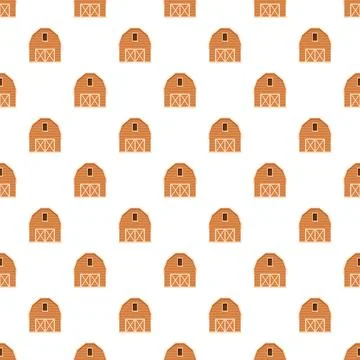 Barn house farm building pattern repeating seamless background Ilustração Stock